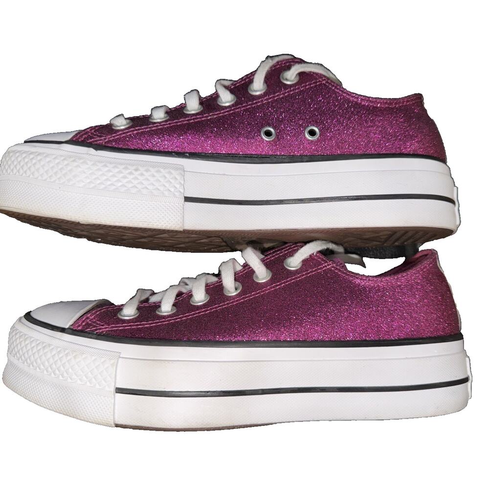 Converse Pink Glitter Platform Low Top Sneakers Women’s 8 - Picture 7 of 8